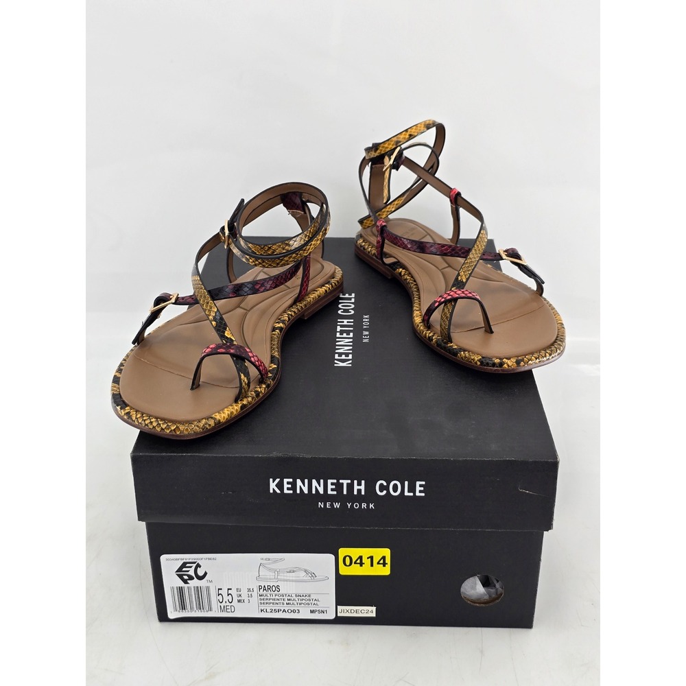 Kenneth Cole Paros Sandals Womens 5.5 Multi Color Snake Strappy KL25PAO03 - New